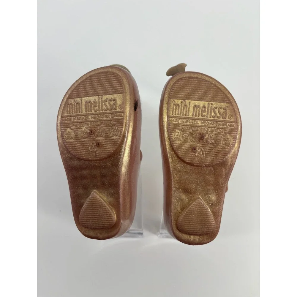 Mini Melissa Disney Beauty and the Beast Mrs Potts Chip Rose Gold Shoes Size 6